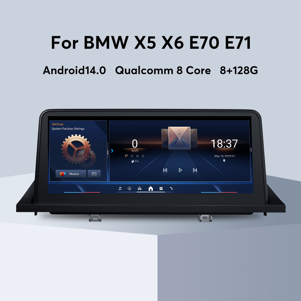 10.25" Android 14.0 Qualcomm 8 Core Car Multimedia for BMW X5 X6 E70 E71 E72 2007-2013 Gps Navigation Auto Radio Bluetooth Head unit built-in 4G LTE