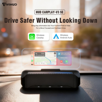 Wireless CarPlay Android Auto HUD Head-Up Display High-Definition Navigation Projection Bluetooth Music Playback Remote Control Fits All Vehicles